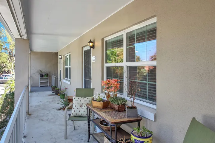 Relaxing covered patio perfect for outdoor lounging