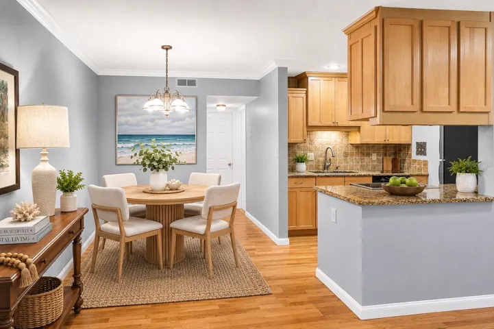Open concept dining space flows into the kitchen