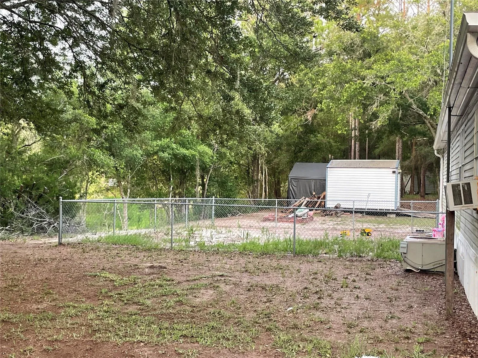 fenced back yard
