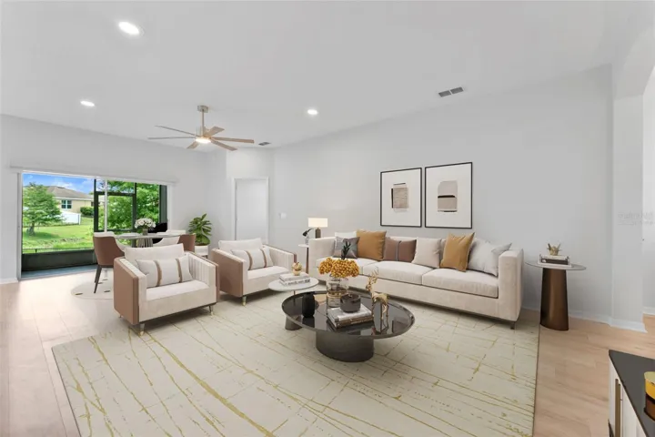 Great room - virtually staged
