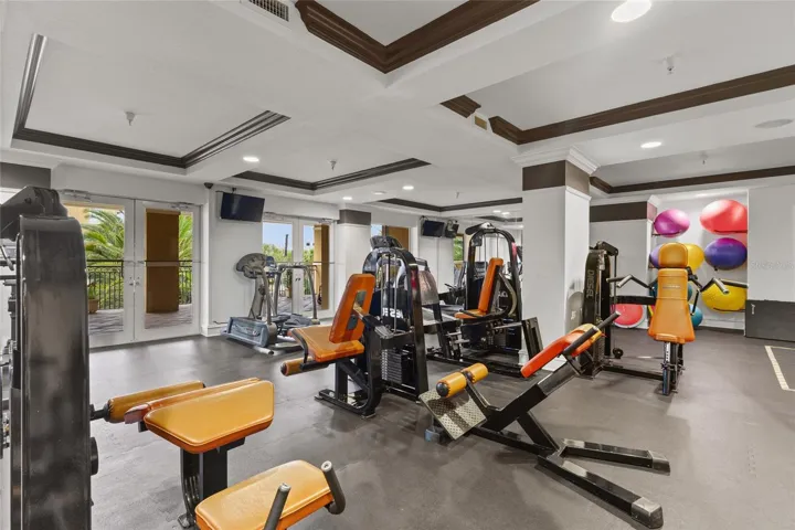 A well stocked gym for your convenience.