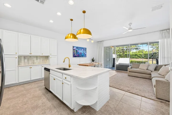 Great for entertaining, the kitchen is open to the living and dining areas.