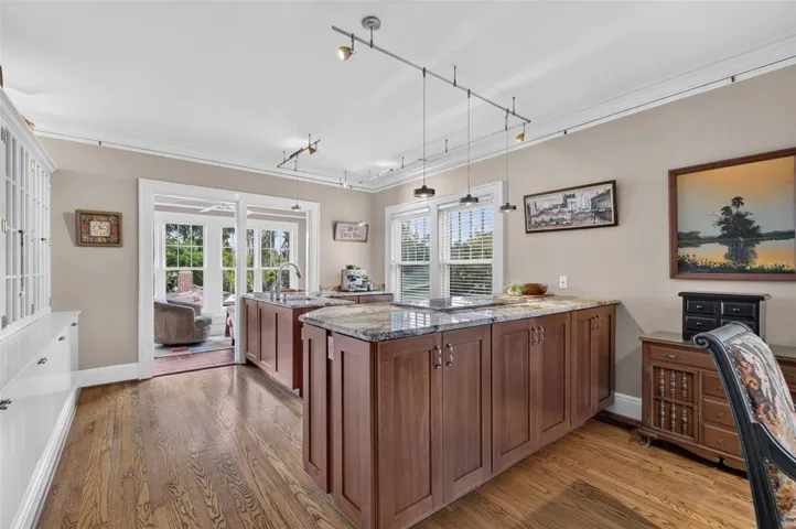 Kitchen leads to coffee bar/sitting room with lake views