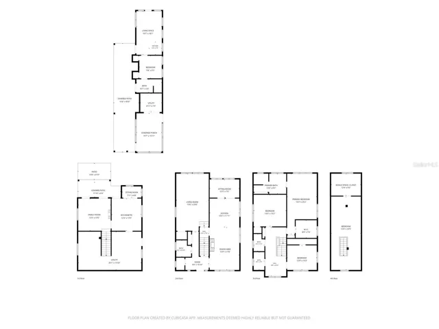 Floor plan; four levels to main house plus detached guest house/in-law suite