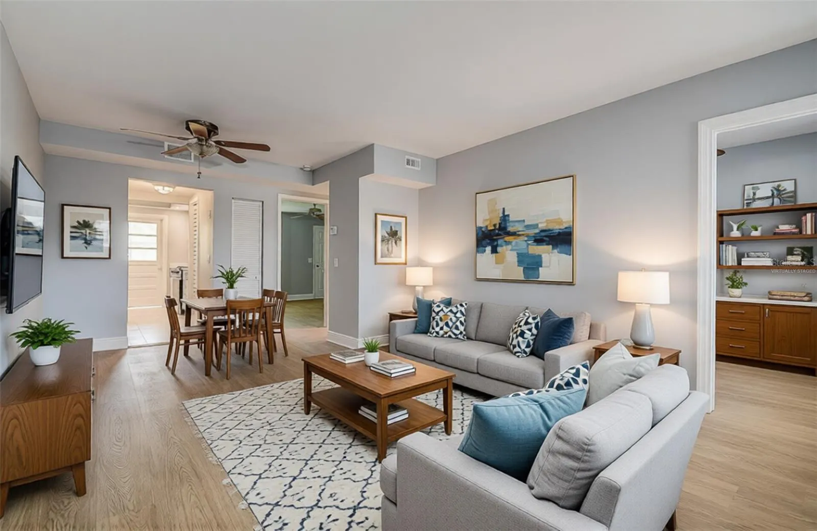 Virtually Staged Living Room/Dining Area