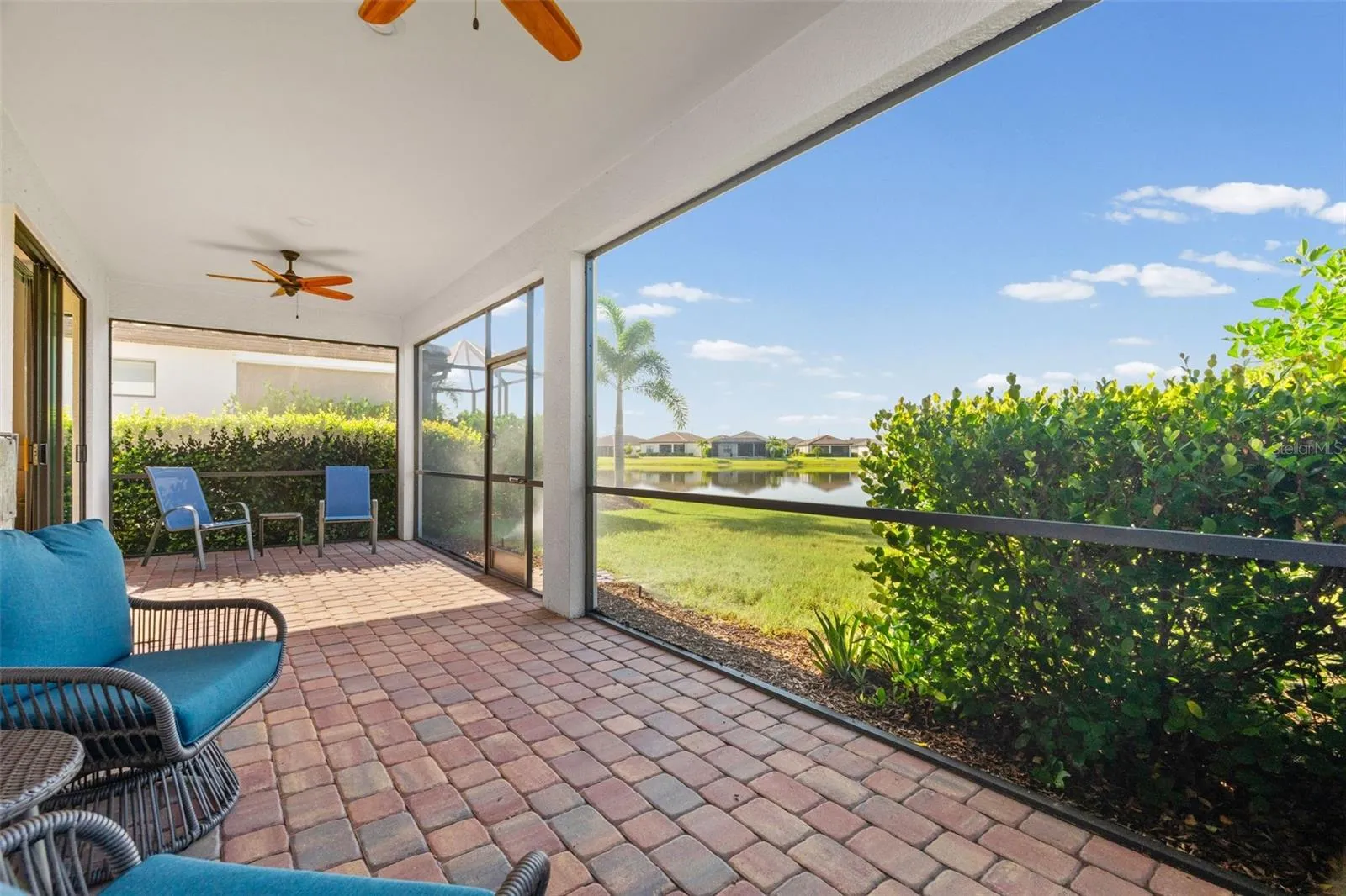Lanai with pond view
