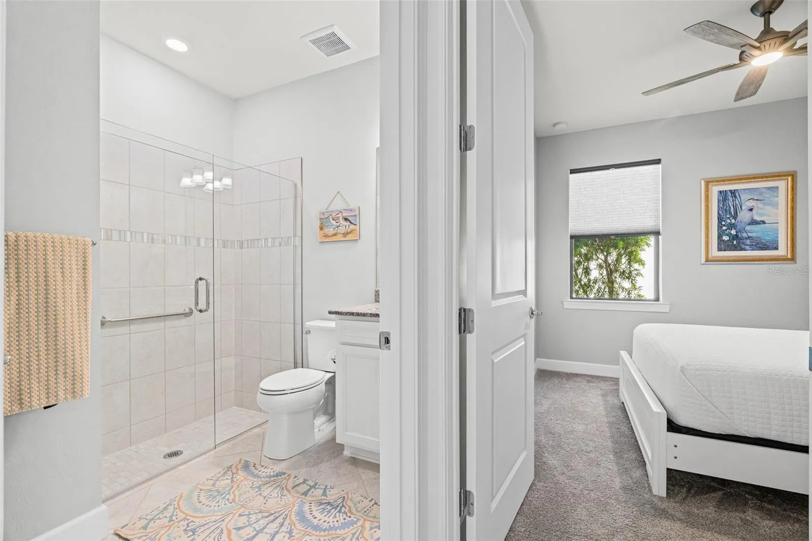 Guest bathroom and bedroom view
