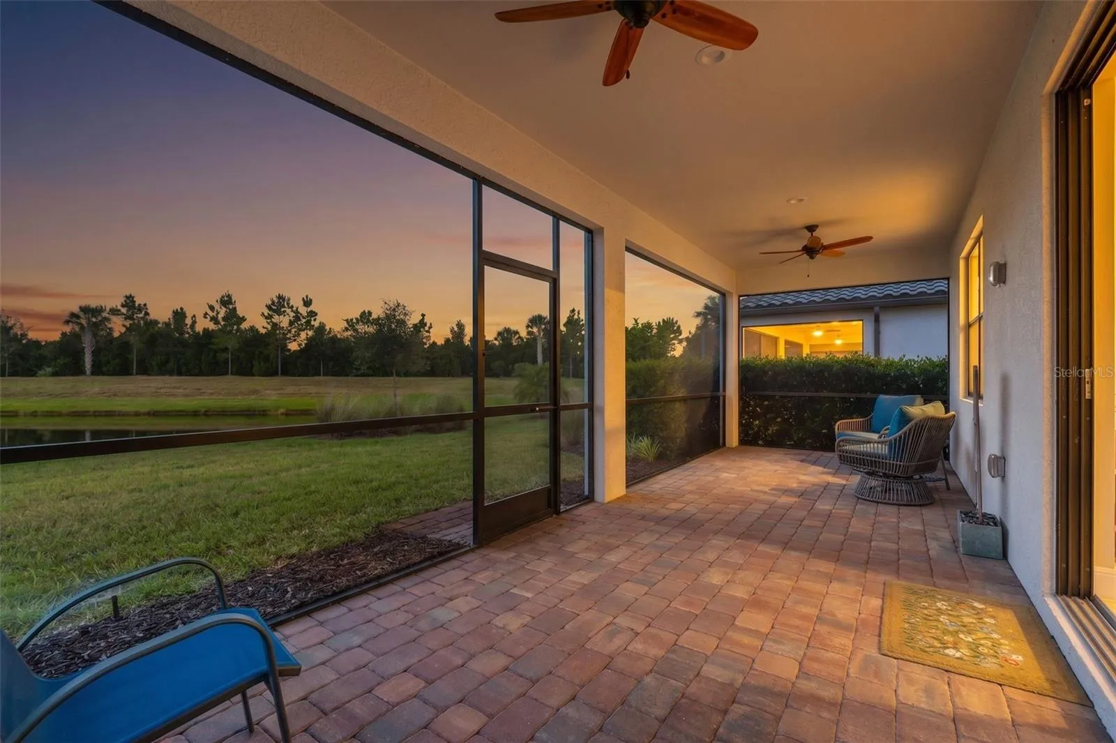 Lanai with pond view