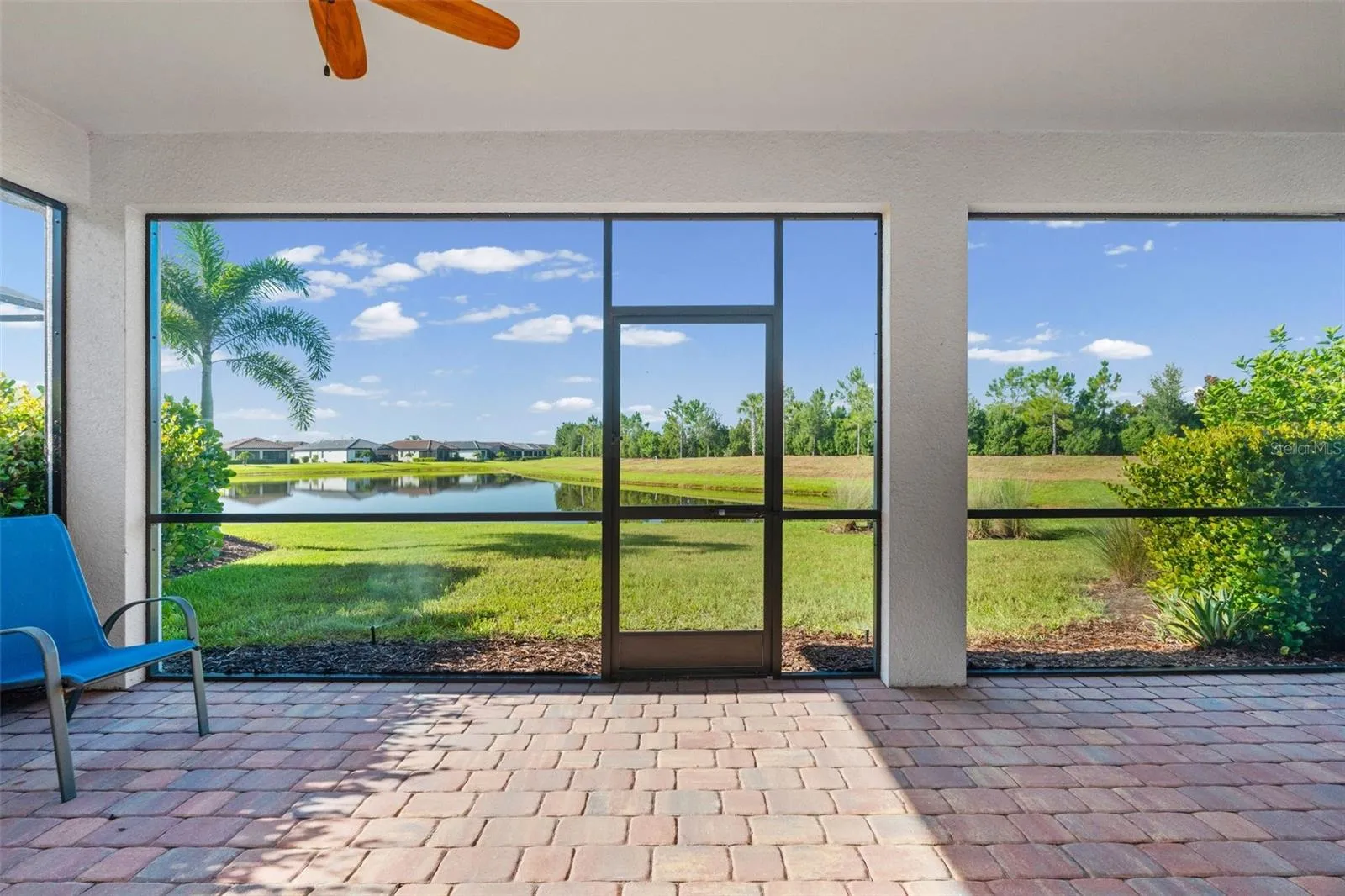 Lanai with pond view