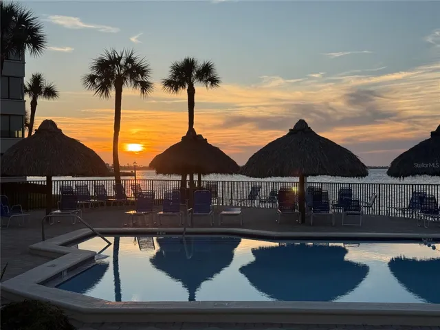 Sunset over the pool