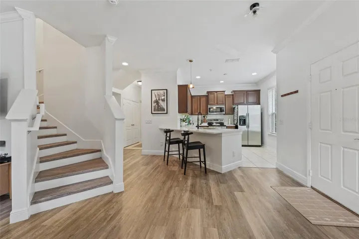 Stairway leading to upstairs.  No Carpet!!!!