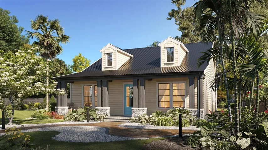 This elevation is a $50,000 upgrade for full metal roof.
