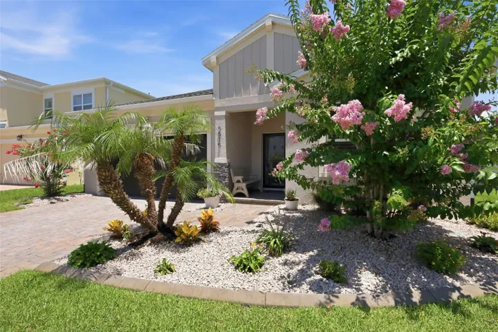 upgraded landscaping with curbing