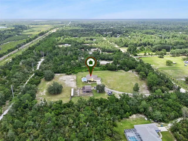 Aerial location view highlighting proximity to the Spring-to-Spring Trail and surrounding Orange City landscape.