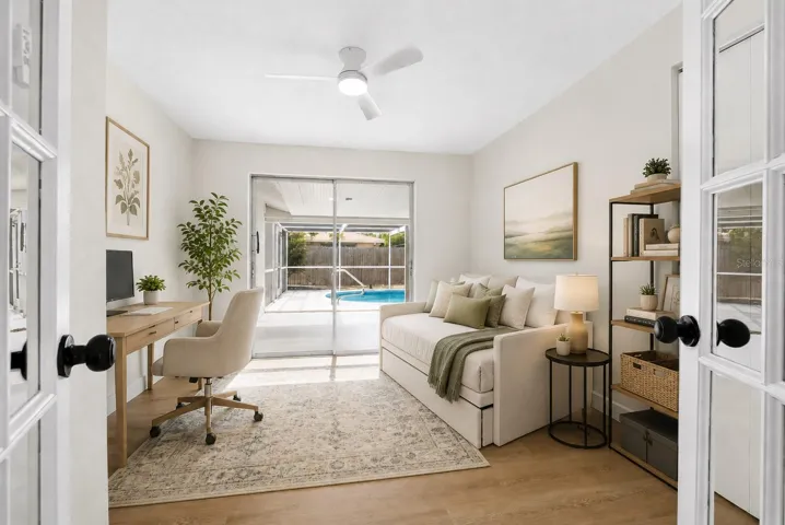 3rd bedroom/office with closet staged