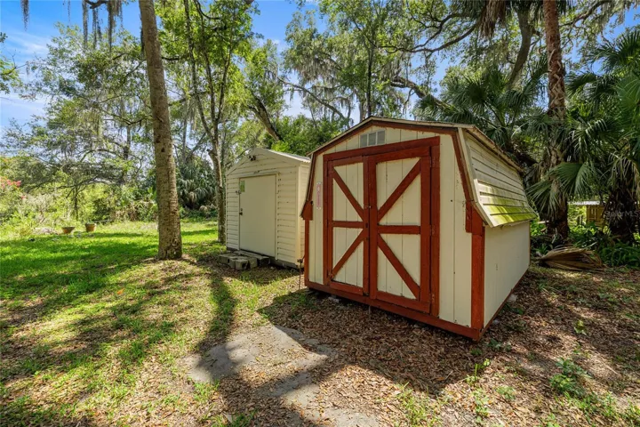Shed to left does not convey. Right does.