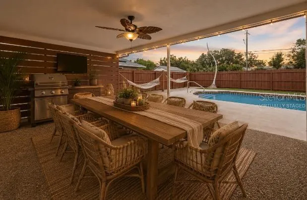 virtually staged outdoor dining patio