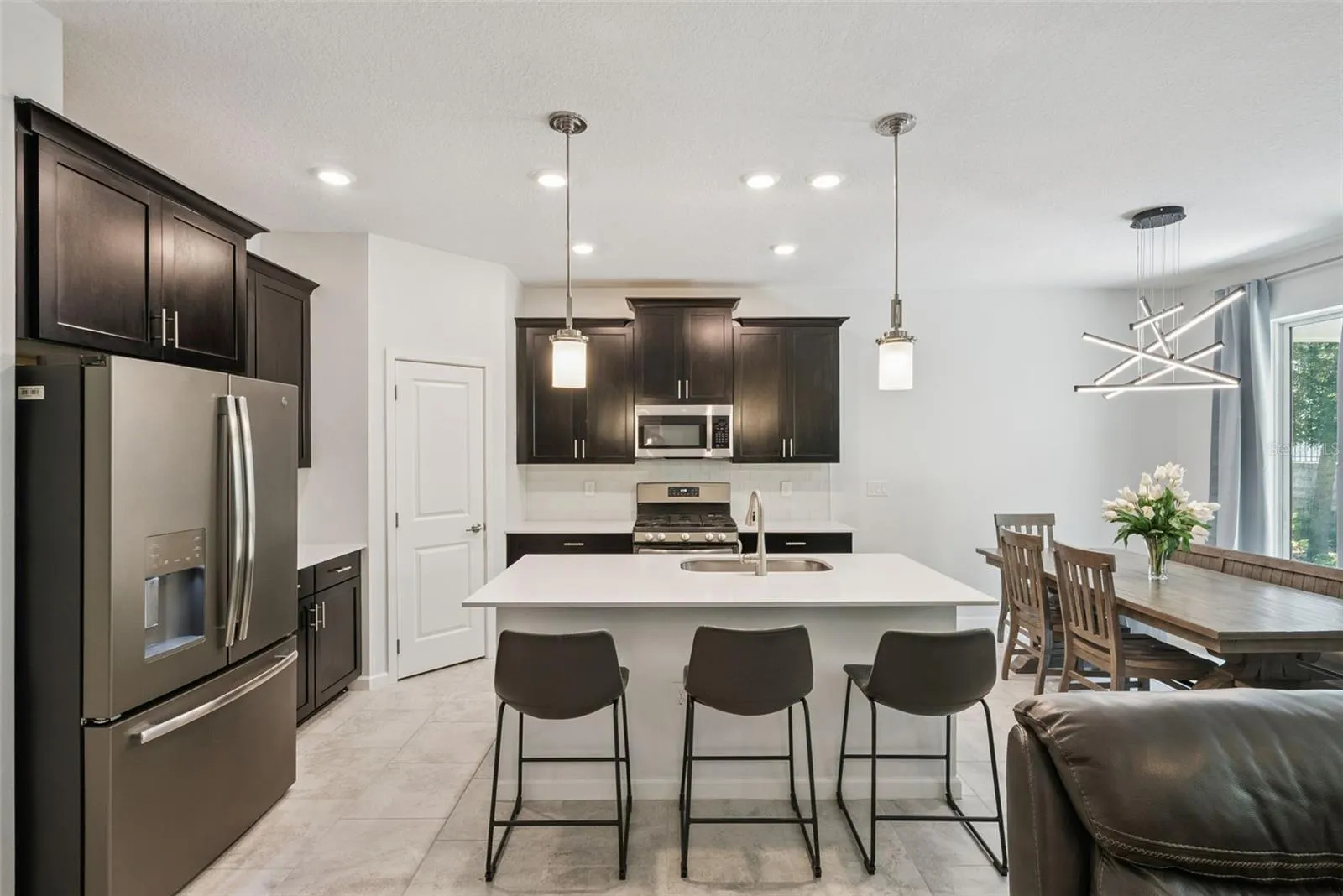 Quartz kitchen with oversized island