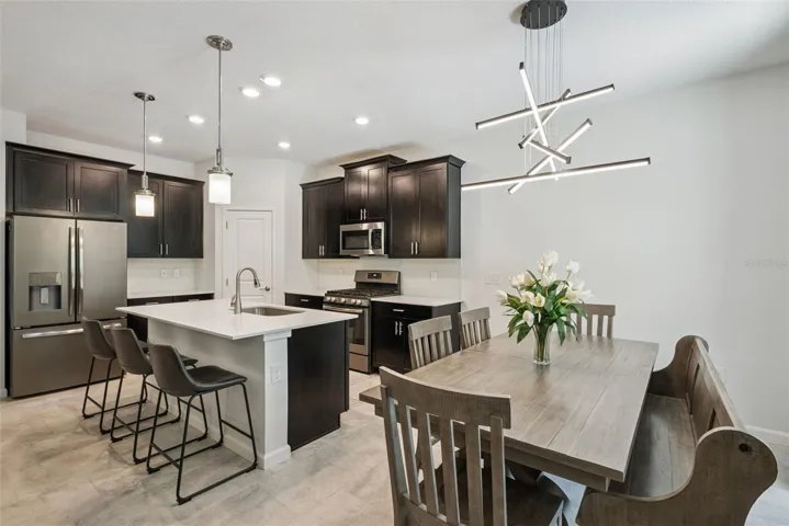 Open dining area just off the kitchen