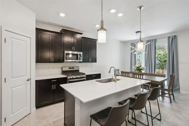 Large center island with upgraded single-basin sink