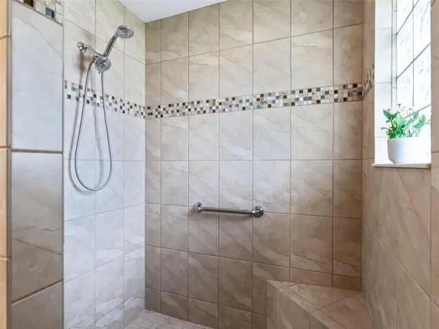 Roman Shower in the Primary Bathroom