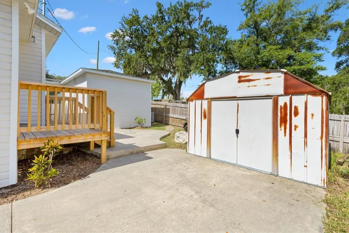 WOOD DECK AND STORAGE SHED