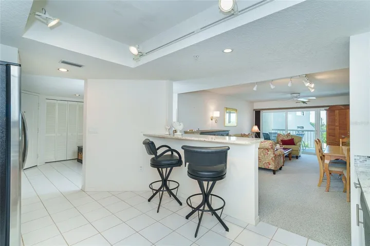 Large kitchen off living room!