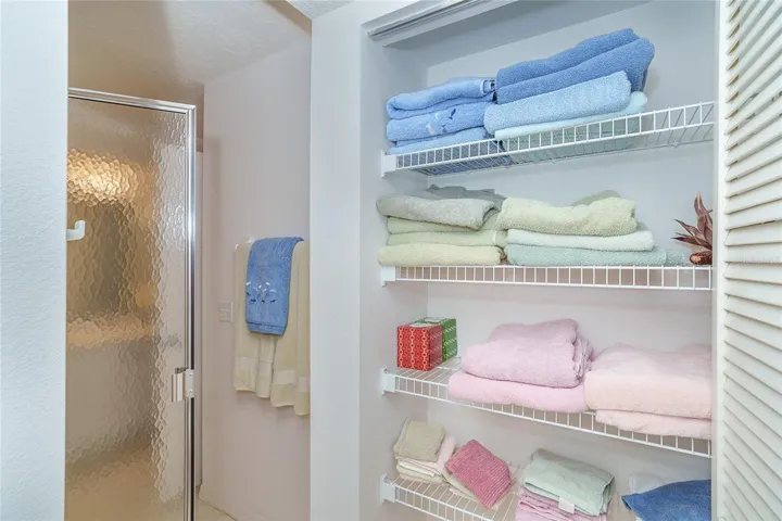 Lg linen closet in master bath