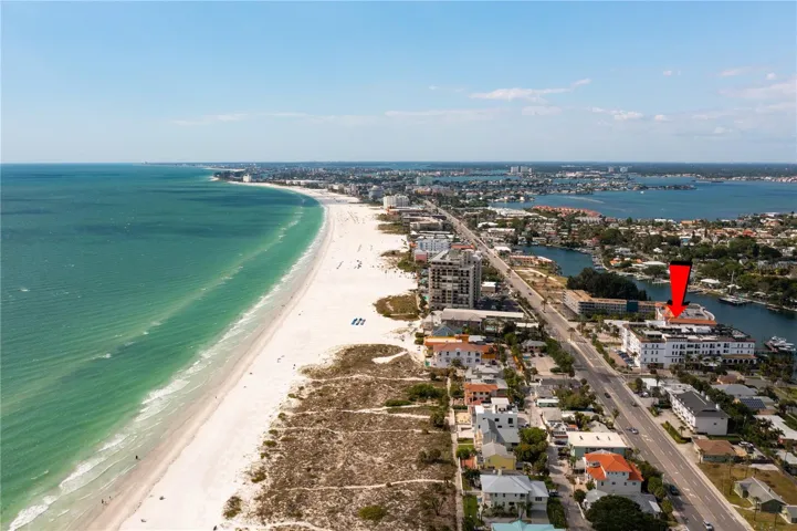 St. Pete's sugary beach sand directly across the street