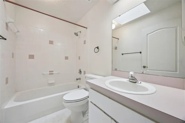 guest bath with skylight