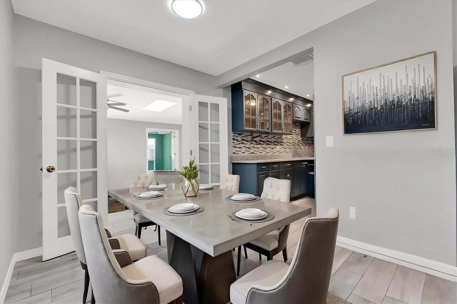 Dining nook near kitchen virtually staged