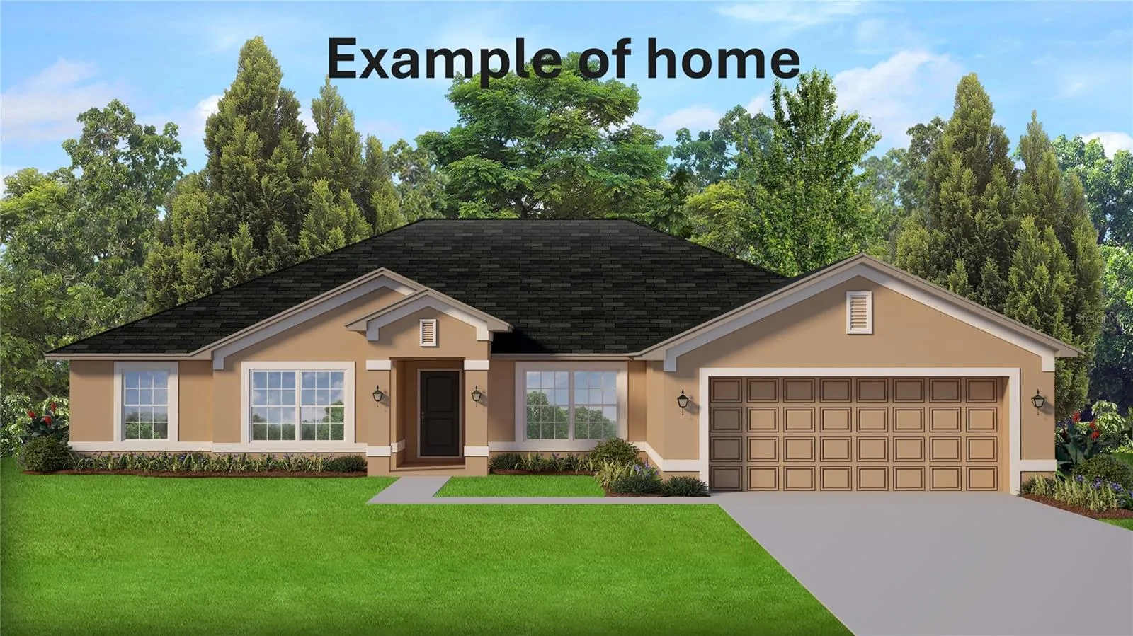 Not actual house or colors- shown w/2 car garage front load- actual house is 2 car side load