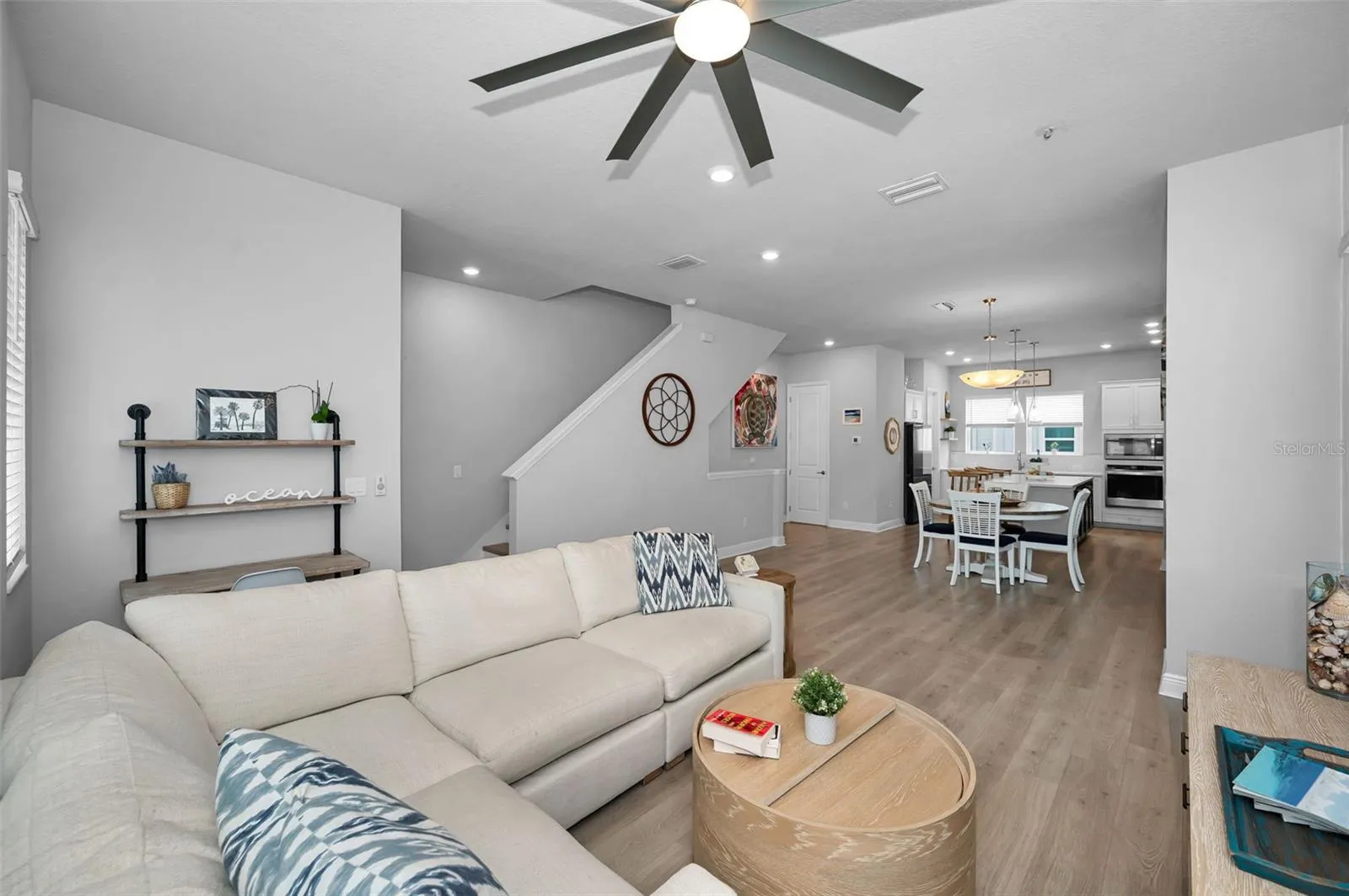 Living room area to kitchen