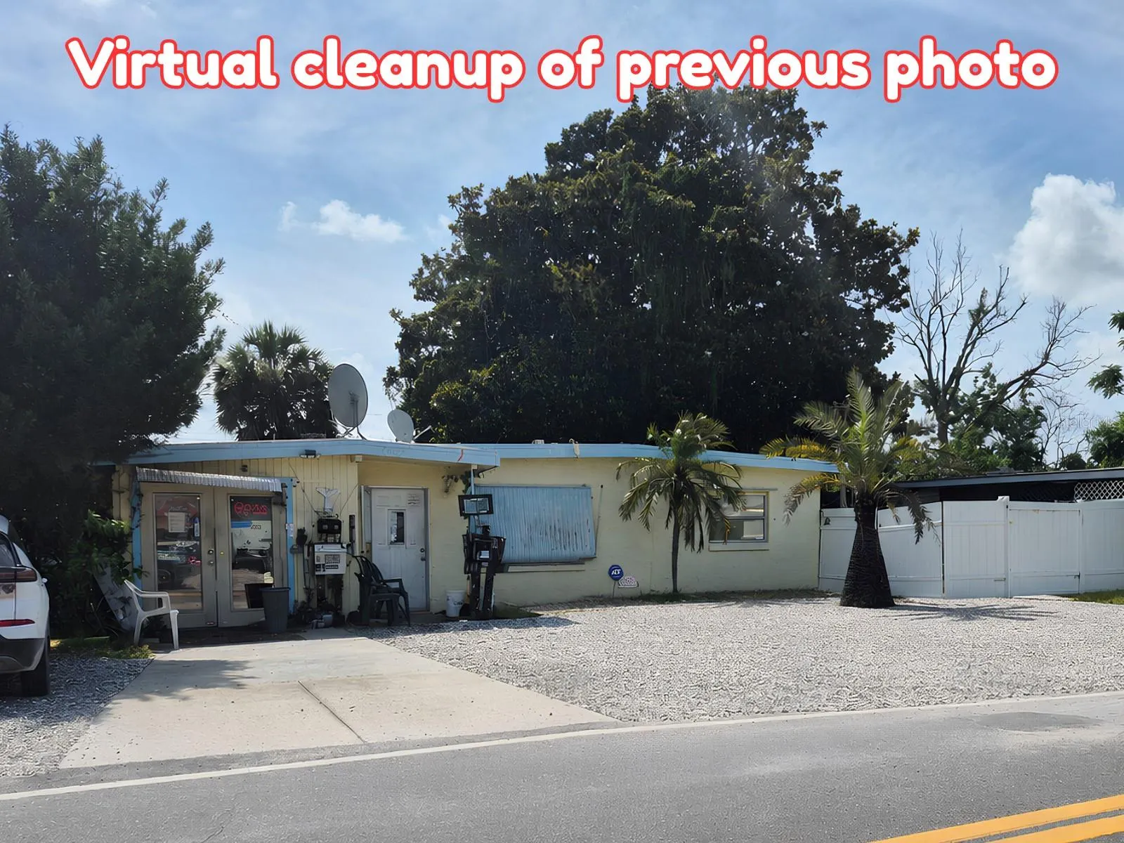 Virtually cleaned up view, showing potential.