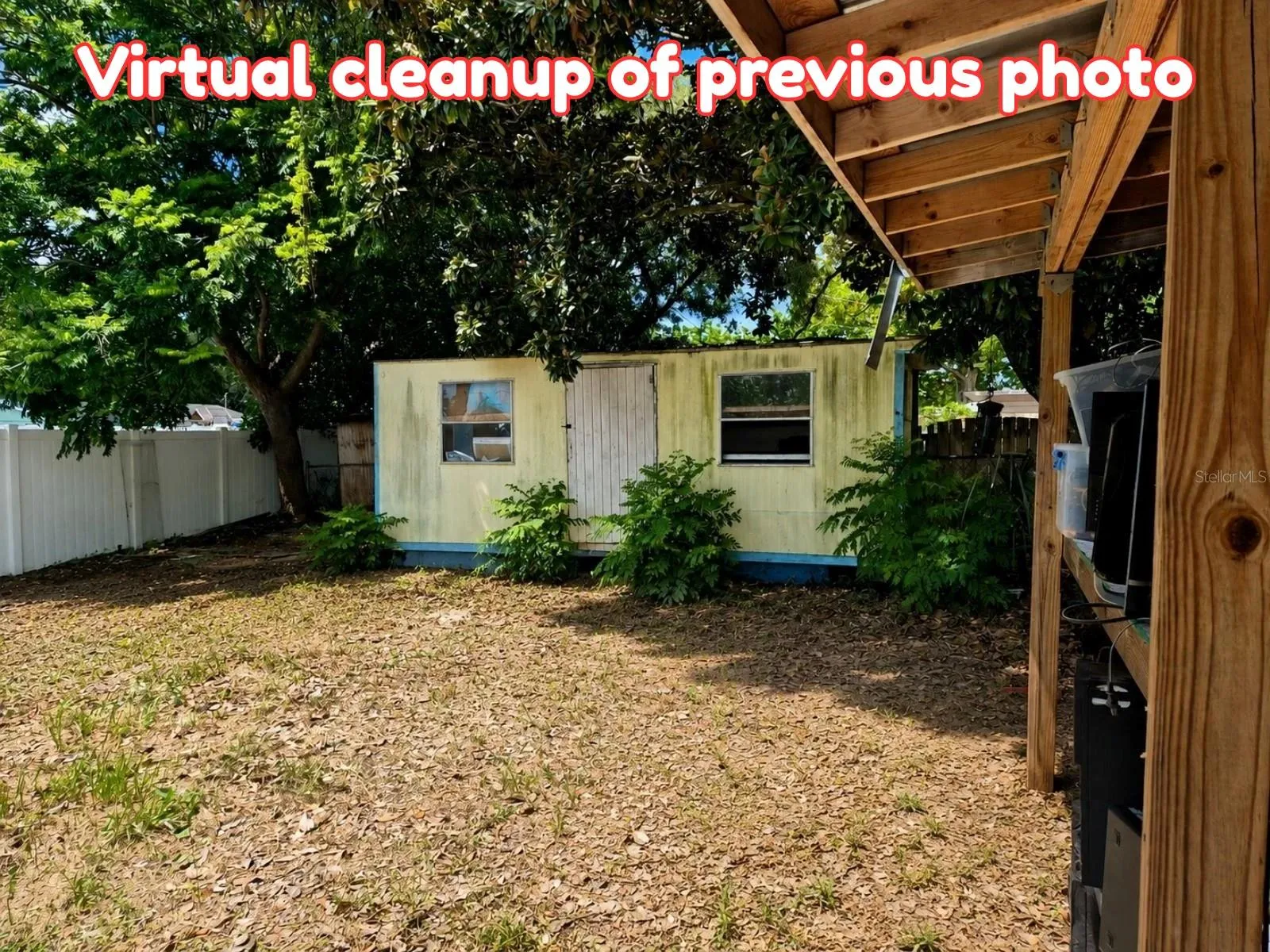 Storage Shed and yard virtually cleaned up