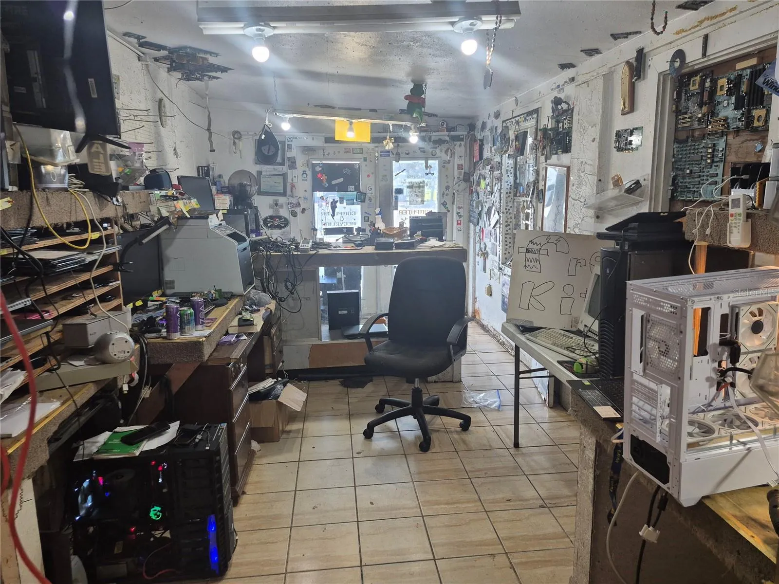 View from work area to front of shop.