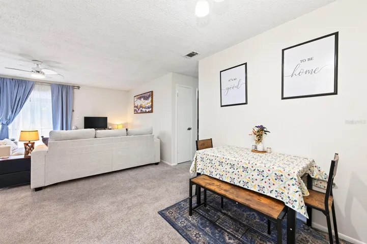 Open living and dining.