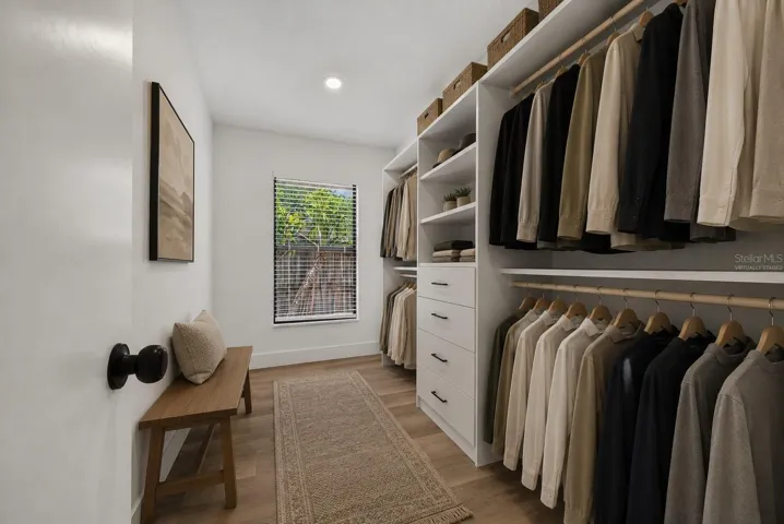 Primary Closet Virtually Staged Shelves to show the possibilities