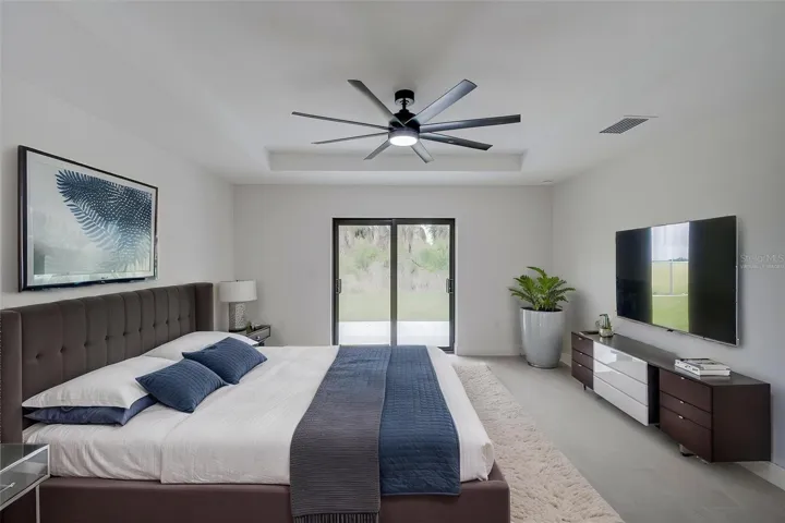 Virtually staged primary bedroom