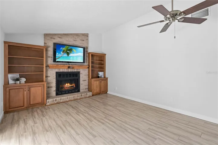Wood burning fireplace and TV for every day entertainment