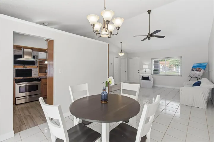 Tile floors throughout the living spaces