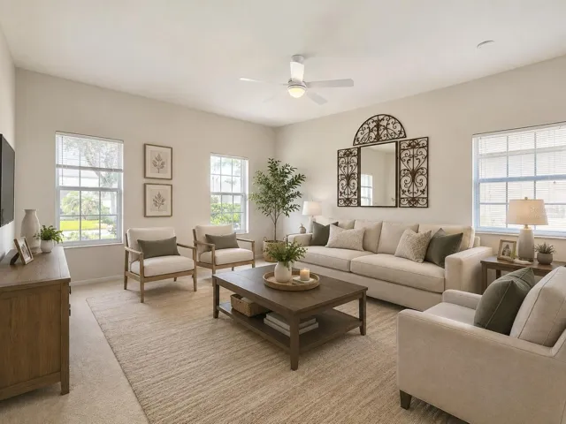 living room virtually staged