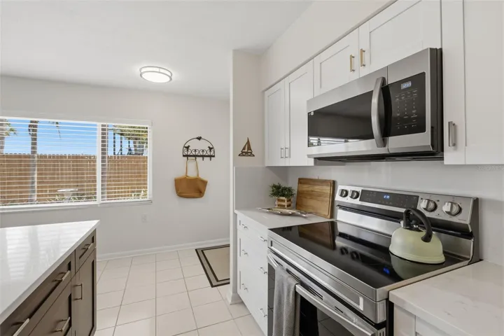 Kitchen with stainless steel appliances