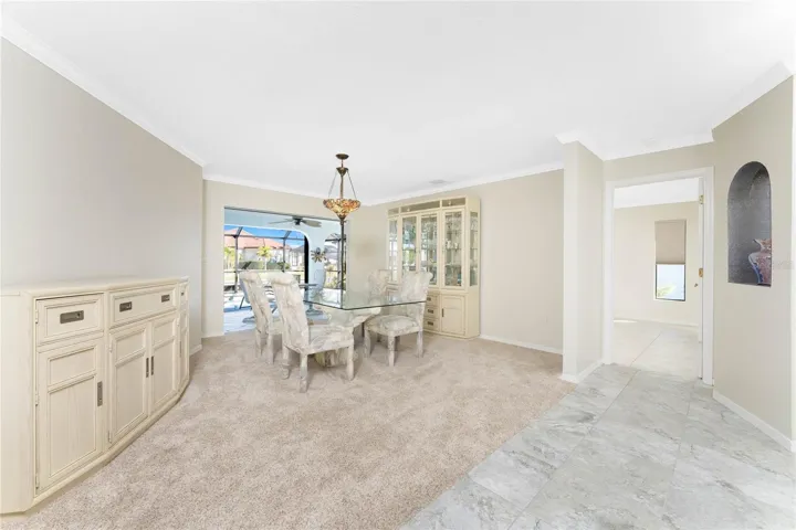 Formal Dining Room with  pictuesque view is an enchanting space for dinners with family and friends