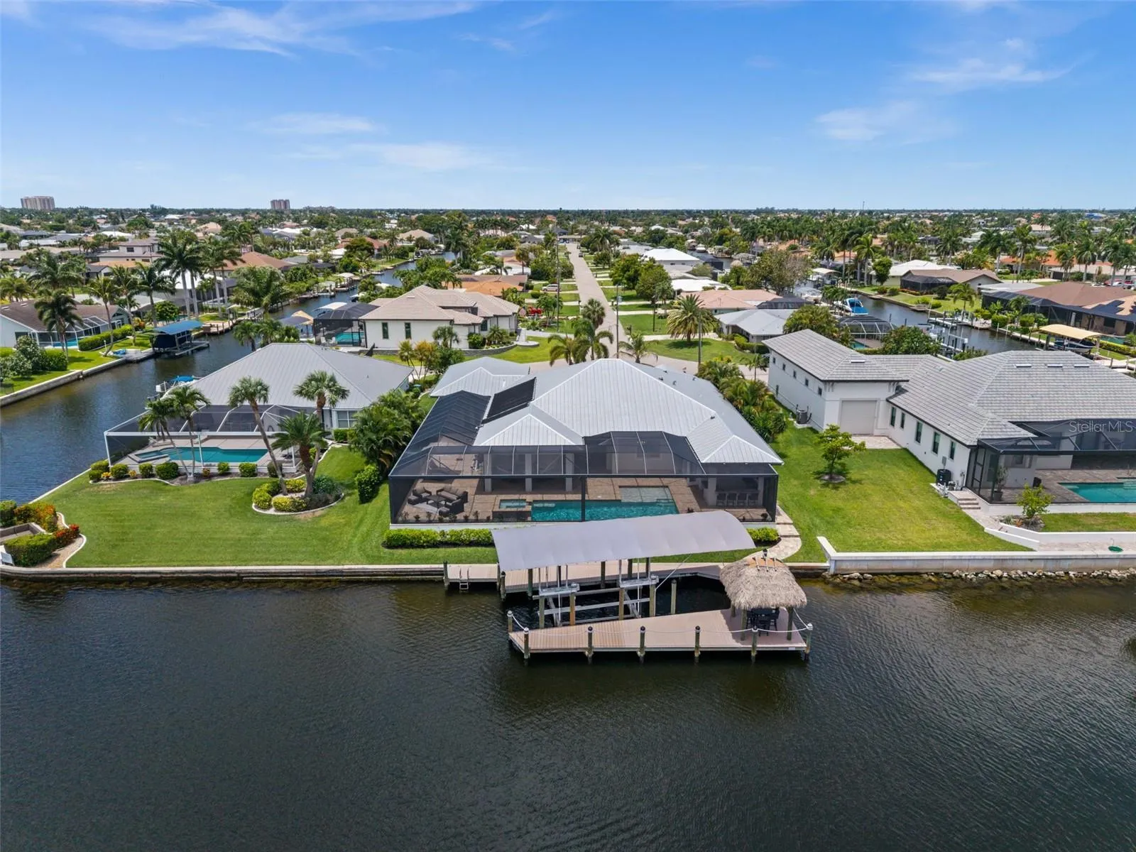 Aerial view of the dock and covered lift