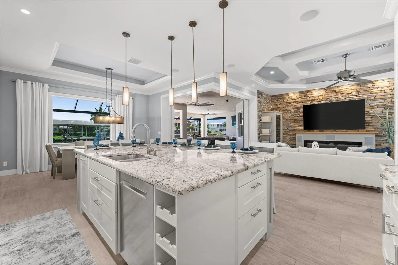 Great views of the water from the kitchen through the 90 degree sliding doors