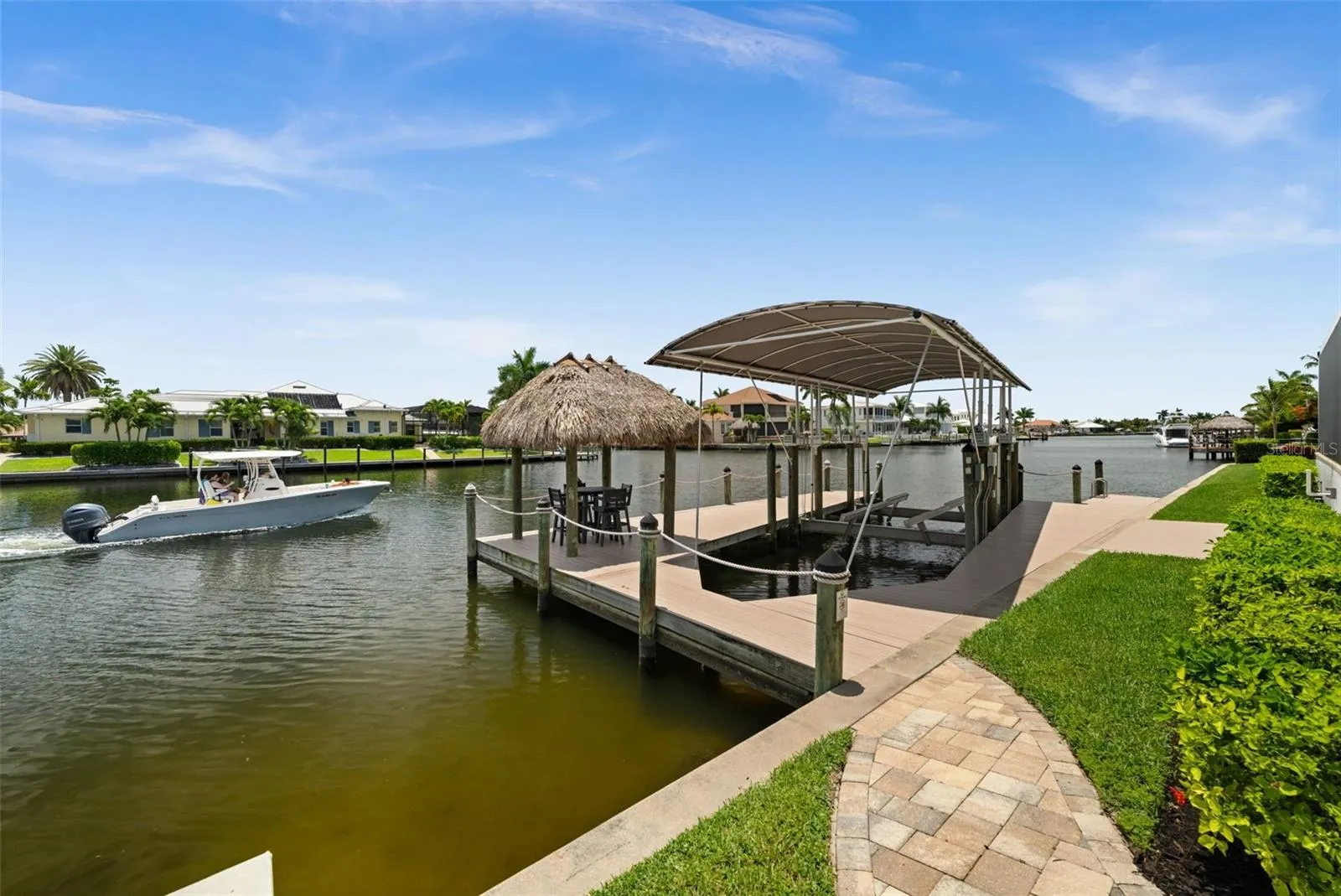 Dock with tiki and 30,000 lb covered boat lift