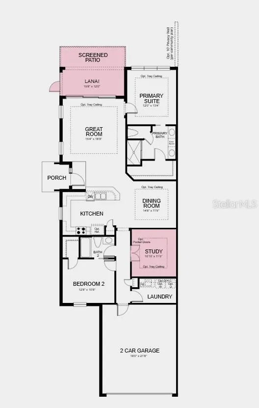 Floor Plan ~ Additional Highlights Include: tray ceiling package, double pocket doors into the study, 8ft interior doors, extended screened patio with pavers, and impact windows throughout the whole house