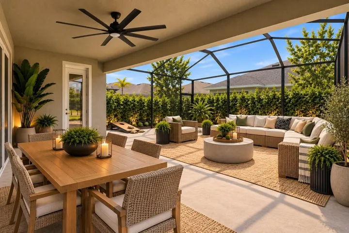 Virtually Staged Image (with hedges for privacy)