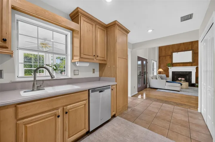 Kitchen flows to the family room